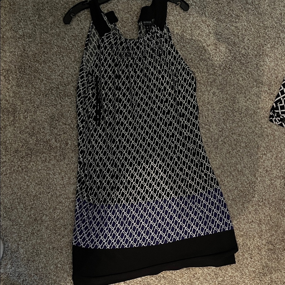 Enfocus Studio Black and White Patterned Midi Dress